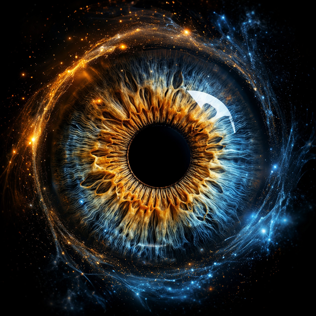 Photo d’iris artistique réalisée à Laon par Styl’art photo, détail macro d’un œil avec effet lumineux