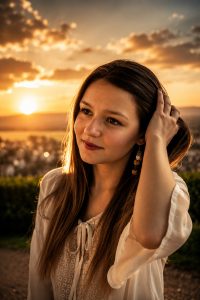 Photographe portrait femme Laon coucher de soleil lumière naturelle portrait artistique Styl’art photo