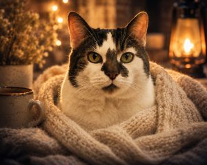 Portrait artistique de chat réalisé par Styl'art photo à Laon dans une ambiance chaleureuse