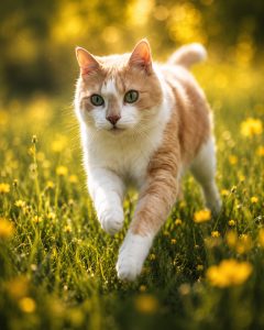 Portrait artistique de chat roux réalisé par Styl'art photo à Laon en pleine nature