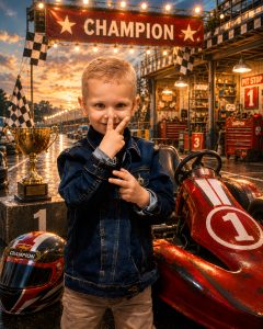 Portrait d’enfant à Laon avec passion pour la course automobile